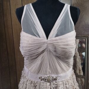 Elegant Blush Dress with Jewel Accent